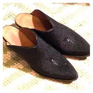 JB hill stingray leather cowboy mules